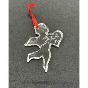 Baccarat Crystal Clear Angel Cherub Heart Noel 1995 Christmas Ornament